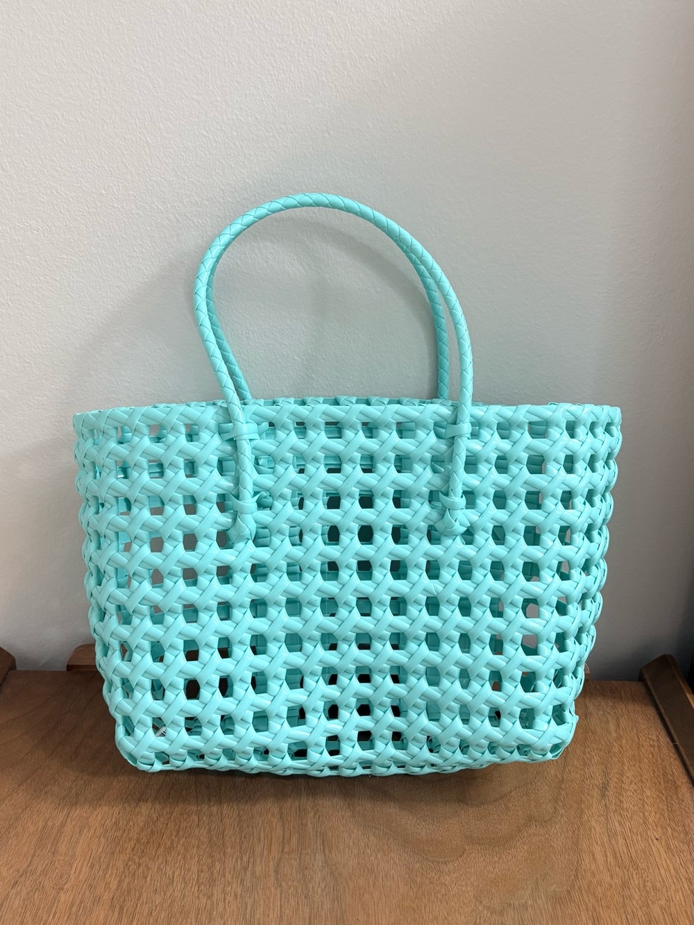 Mint/teal basket handbag